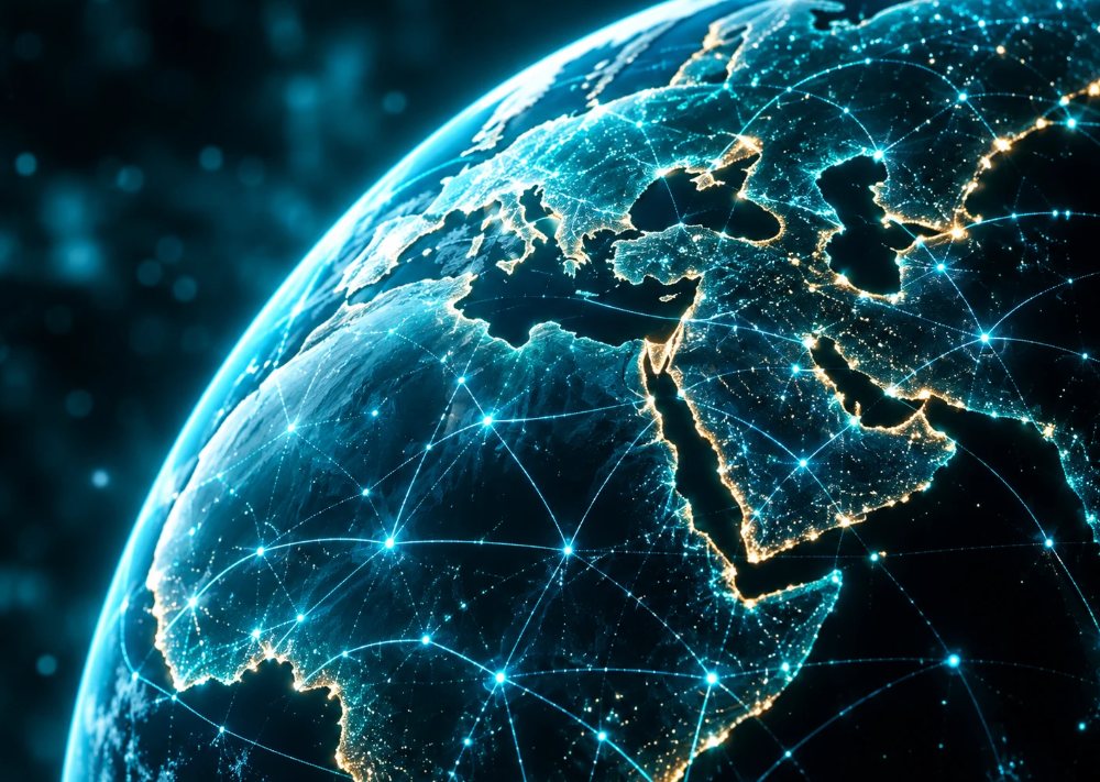 Digital globe with network connections